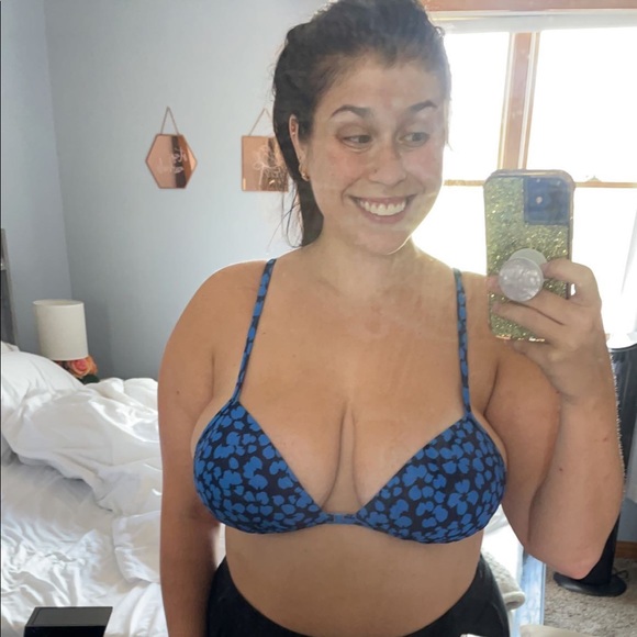 Aerie Perky Triangle Blue Floral Bikini Top Size XL - Picture 5 of 5